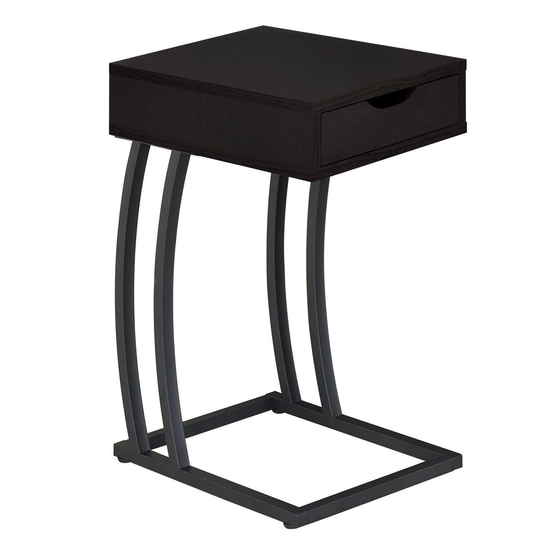 Cappuccino And Gunmetal Hi Tech Accent Table Brown Built In Outlets Or Usb Primary Living Space Contemporary,Modern Rectangular Drawers Coffee & End Tables Wood