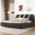 King Size Luxury Upholstered Bed With Thick Headboard, Velvet King Bed With Oversized Padded Backrest, Gray Expect Arrive Date 2024 3 15 King Gray Velvet