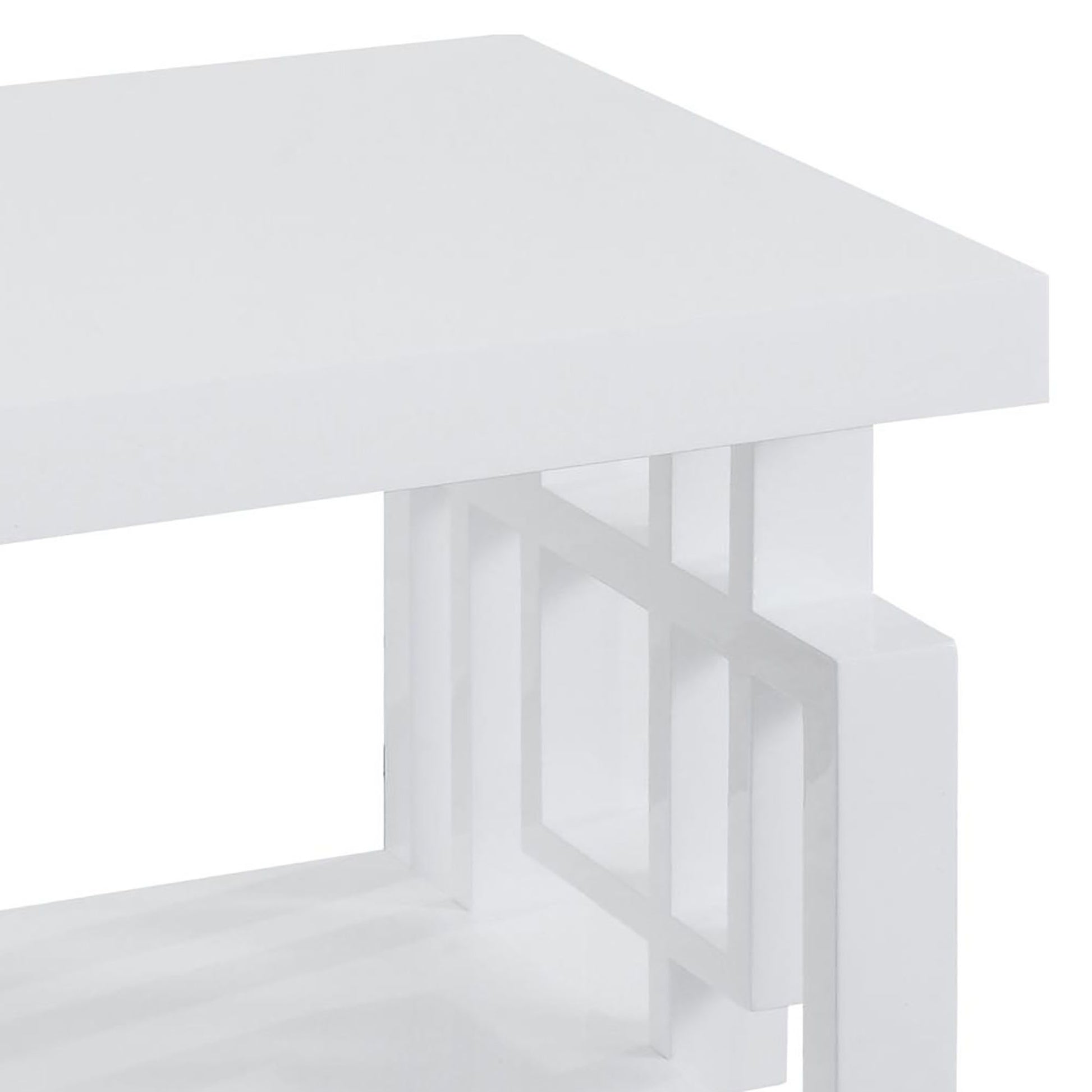 High Glossy White Rectangular End Table White Primary Living Space Transitional Rectangular Shelves Coffee & End Tables Glossy Wood