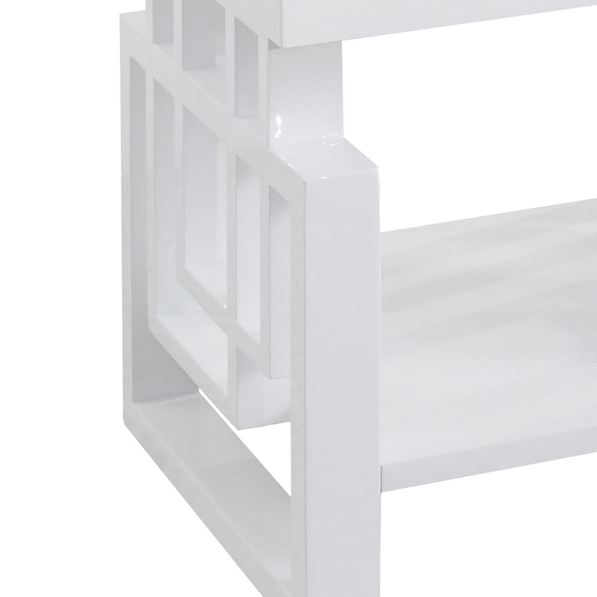 High Glossy White Rectangular End Table White Primary Living Space Transitional Rectangular Shelves Coffee & End Tables Glossy Wood