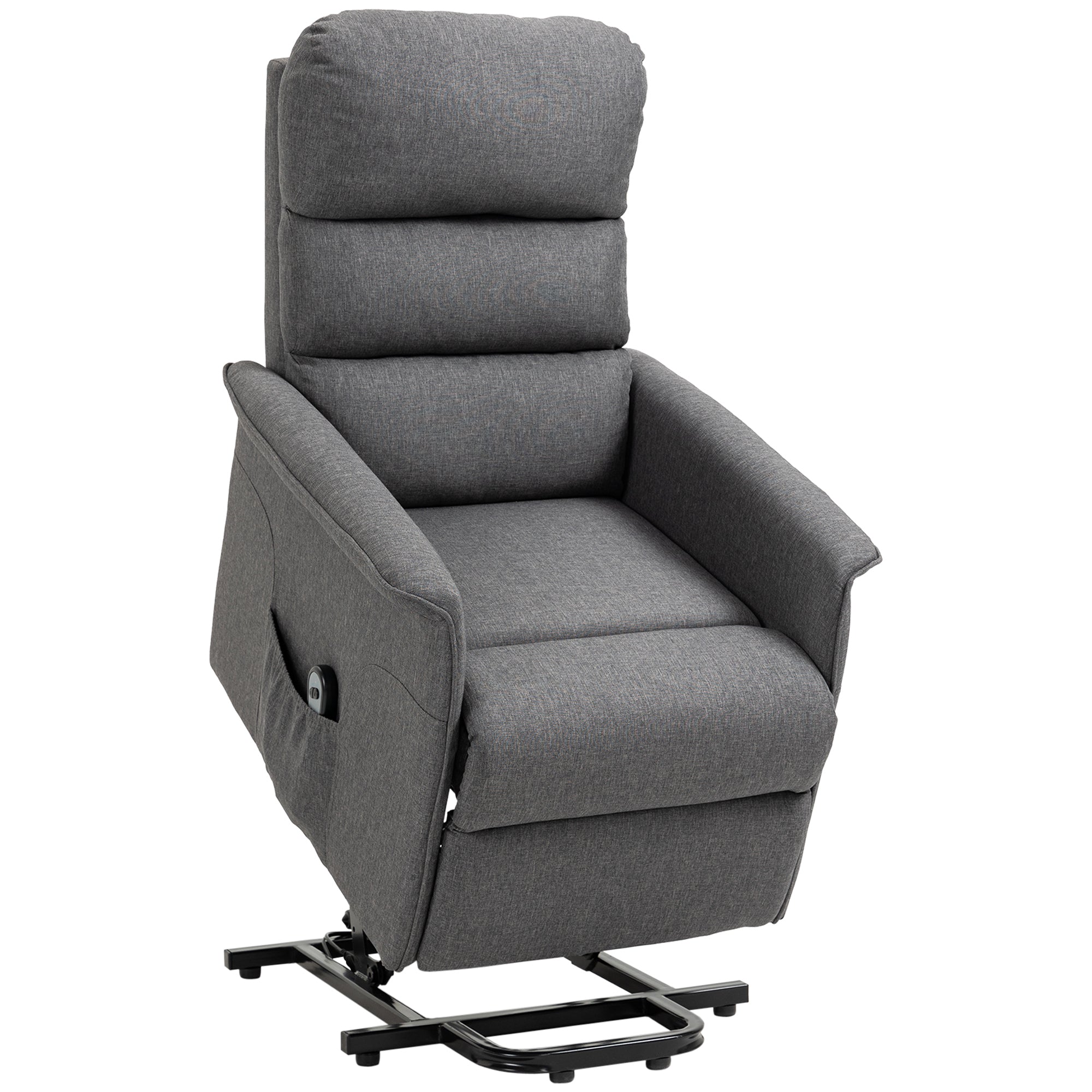 Electric Power Lift Recliner Chair For Elderly, Fabric Lift Chair With Remote Control, Side Pockets For Living Room, Gray Gray Polyester