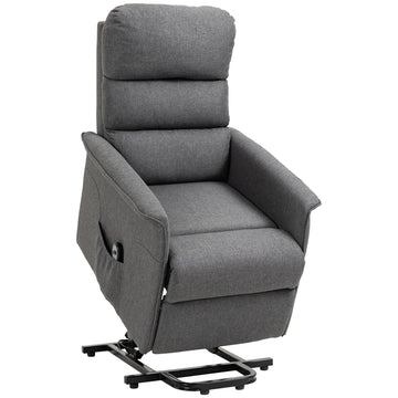 Electric Power Lift Recliner Chair For Elderly, Fabric Lift Chair With Remote Control, Side Pockets For Living Room, Gray Gray Polyester