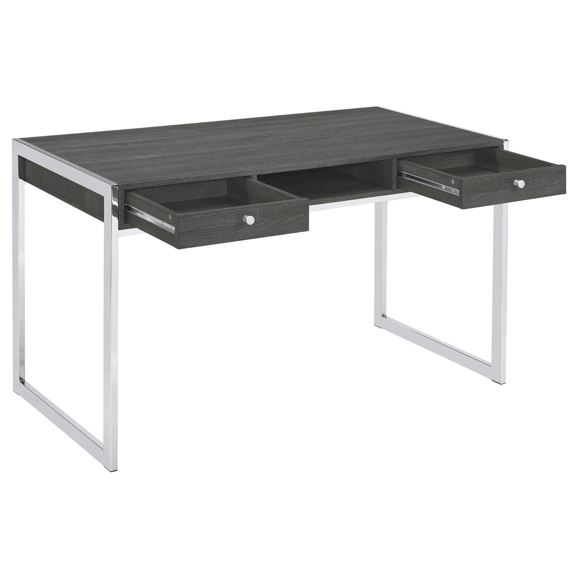 Weathered Grey 2 Drawer Writing Desk Grey Gray Writting Desk Office Contemporary,Modern Rectangular Drawers Desk Polished Wood Sled