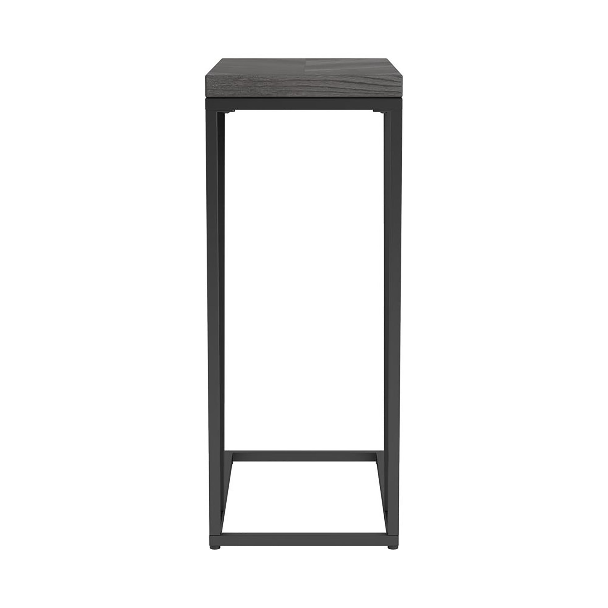 Rustic Grey Herringbone And Sandy Black Accent Table Grey Gray Primary Living Space Industrial Rectangular Coffee & End Tables Metal