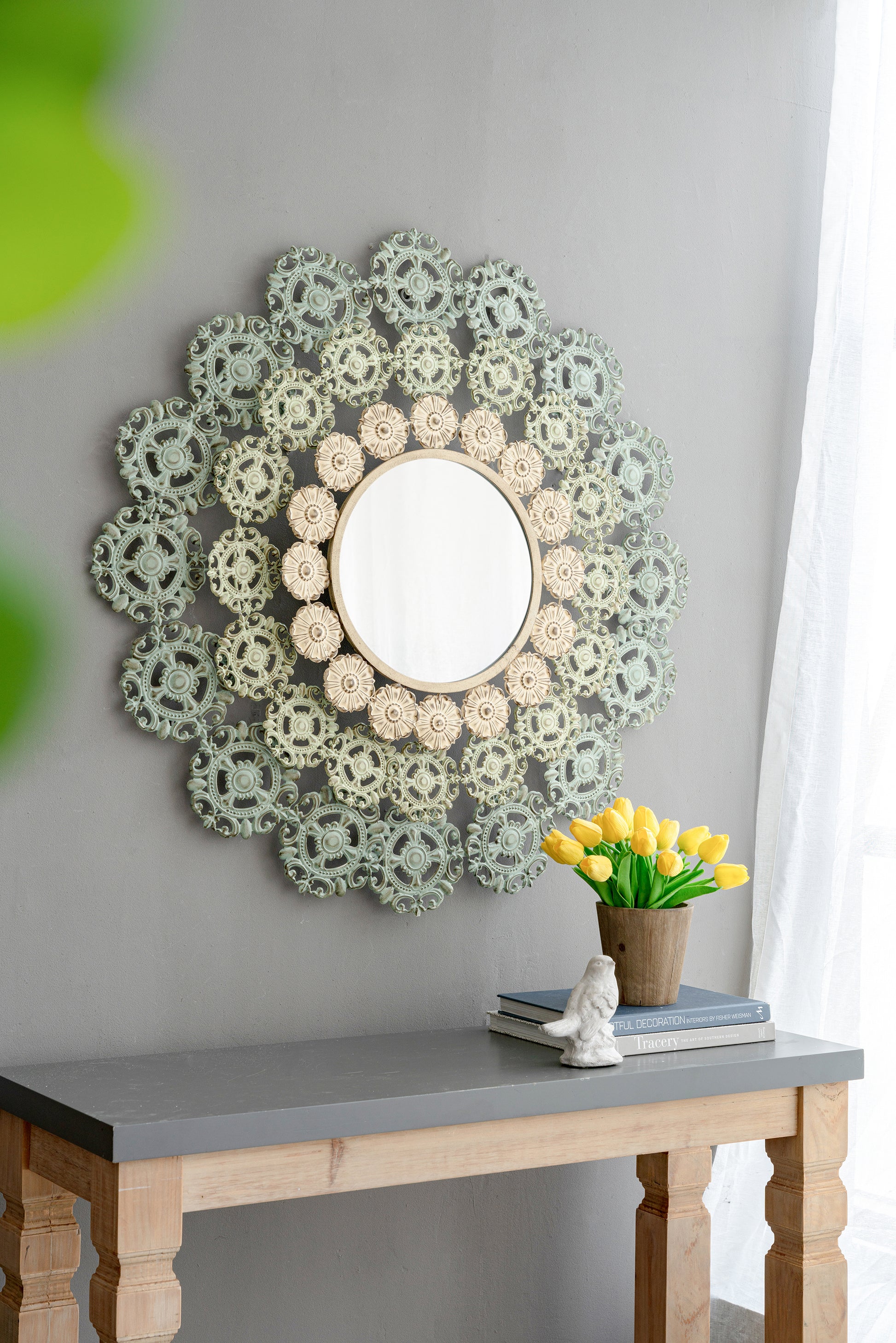 D38X3.5" Mcguire Medallion Mirror Multicolor Iron
