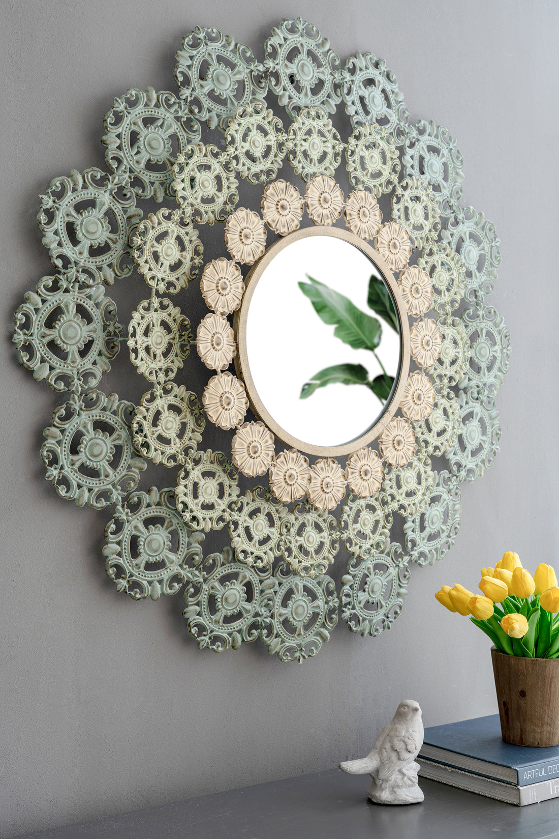 D38X3.5" Mcguire Medallion Mirror Multicolor Iron