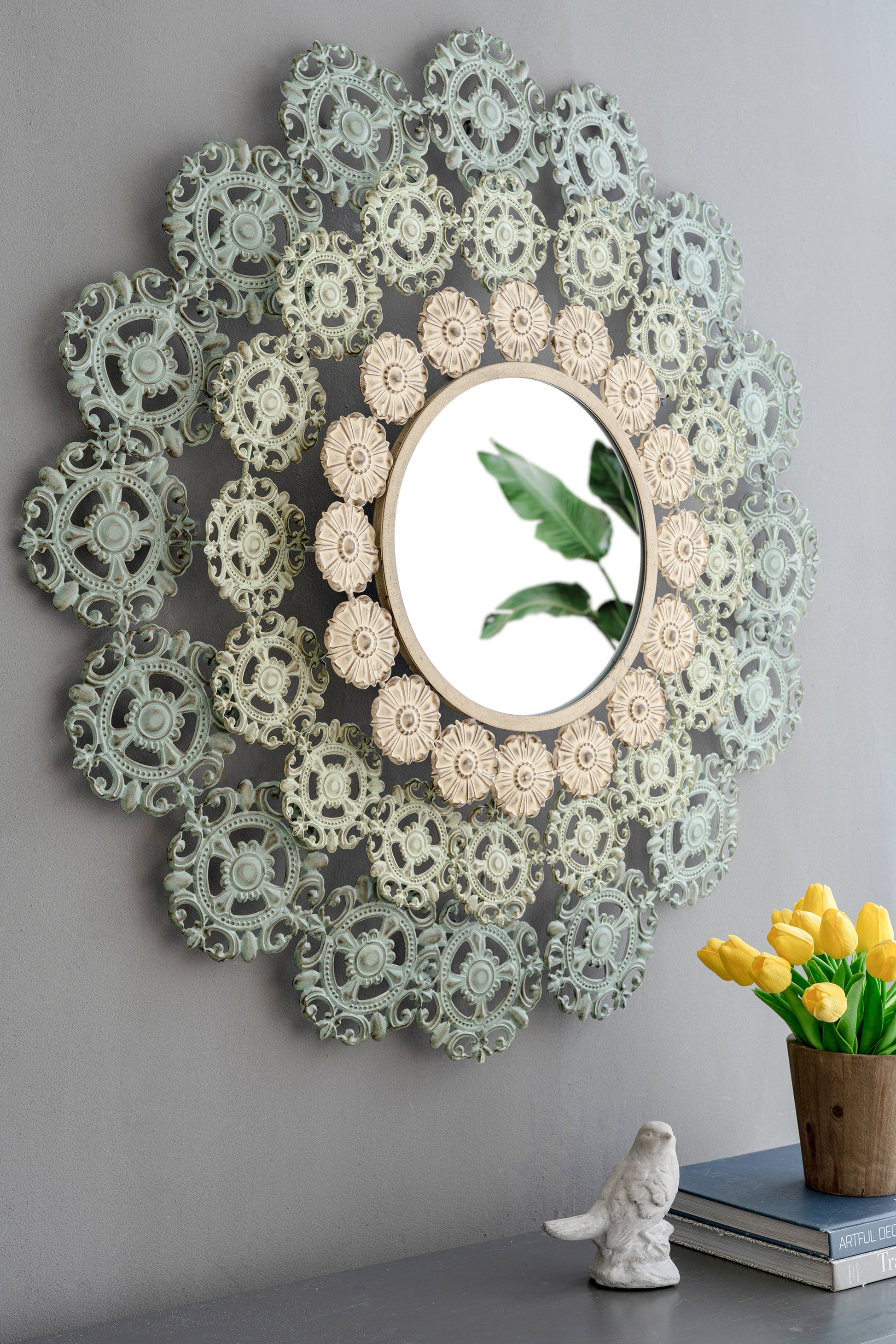 D38X3.5" Mcguire Medallion Mirror Multicolor Iron