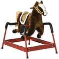 Kids Spring Rocking Horse, Ride On Horse For Girls And Boys With Animal Sounds, Plush Horse Ride On With Soft Feel, Interactive Toy For Kids Brown Metal