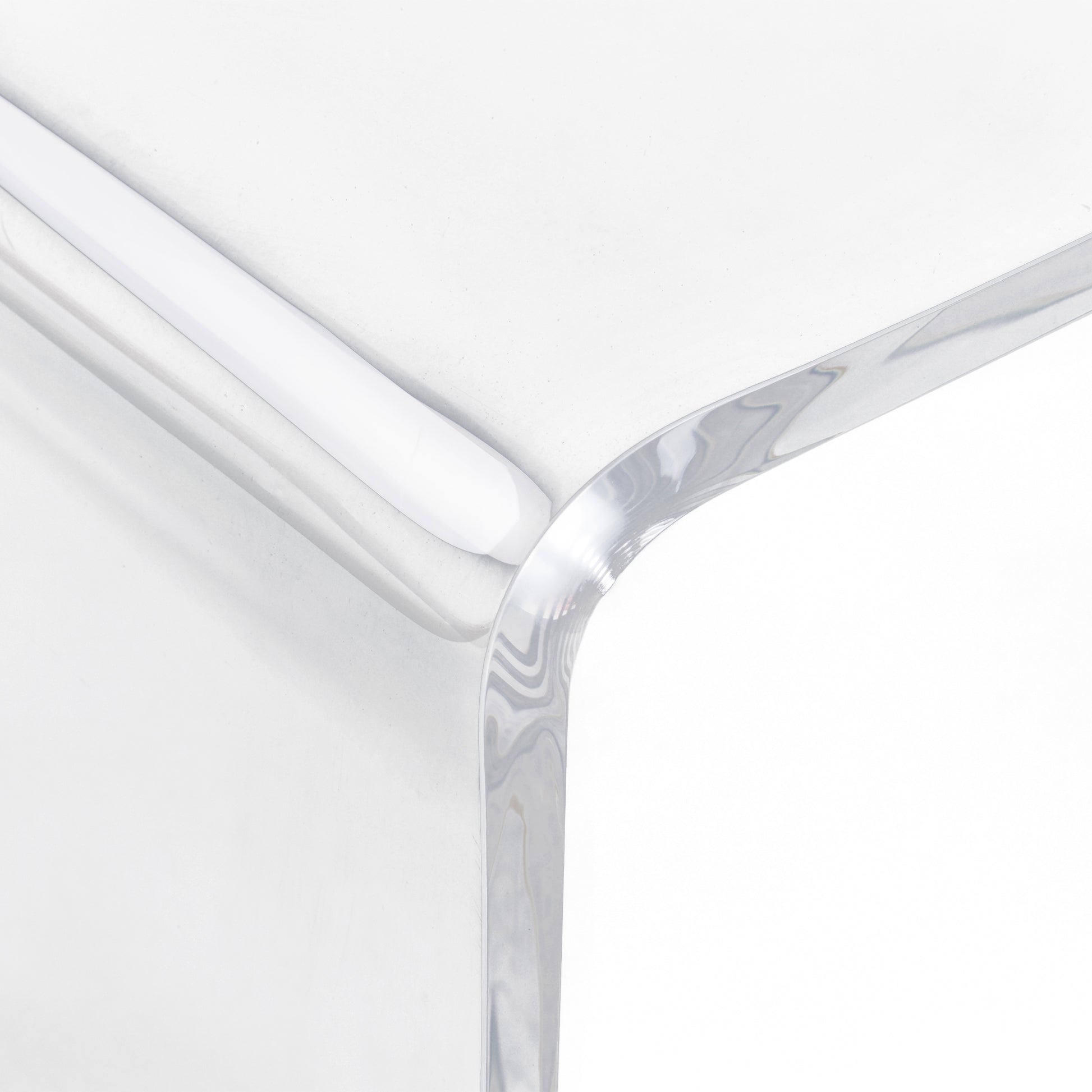 32" Long Rectangle All Acrylic 15Mm Thick Waterfall Coffee Table, Clear Clear Acrylic