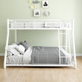 Metal Bunk Bed Twin Over Full Size With Removable Stairs, Heavy Duty Sturdy Frame With 12