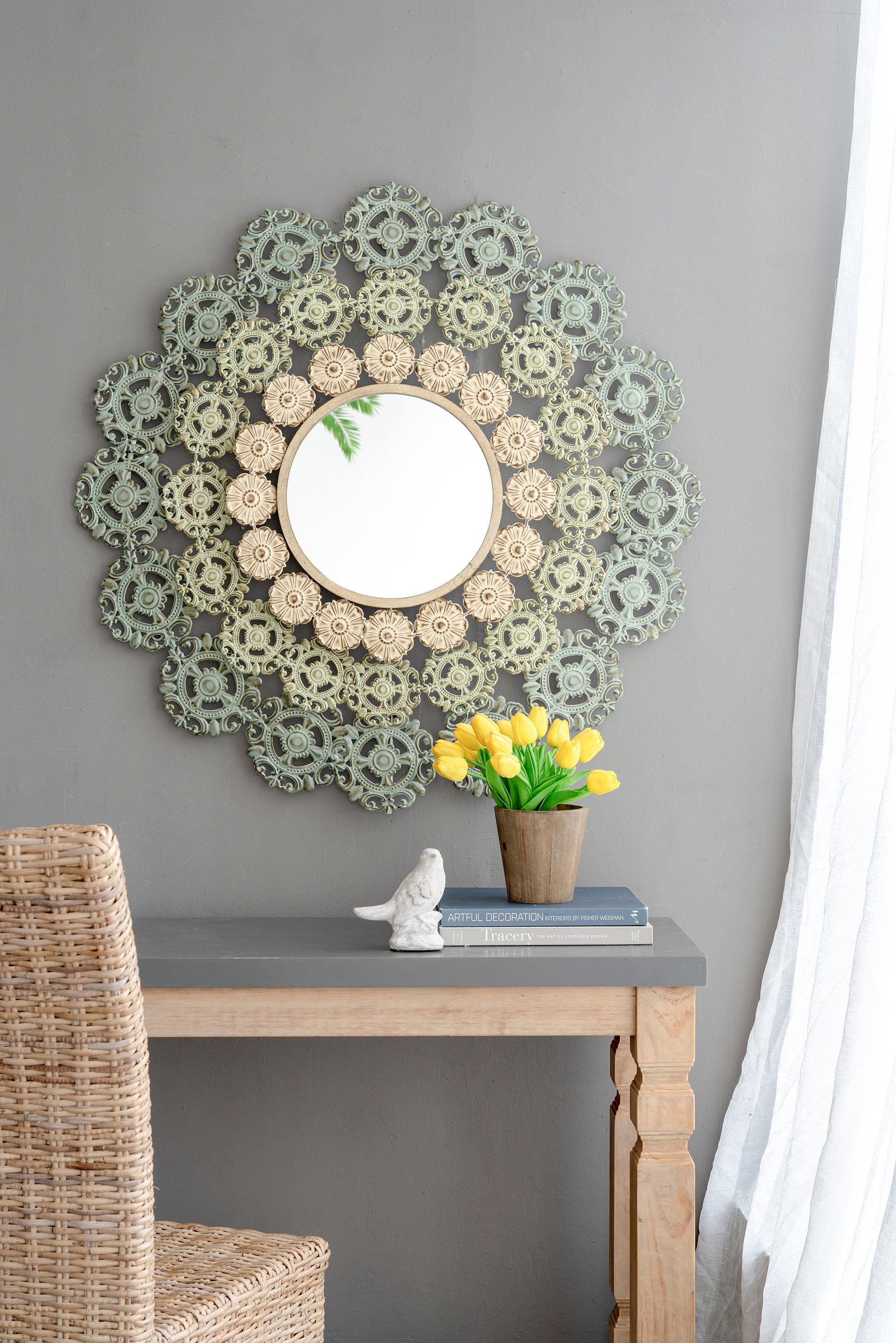 D38X3.5" Mcguire Medallion Mirror Multicolor Iron