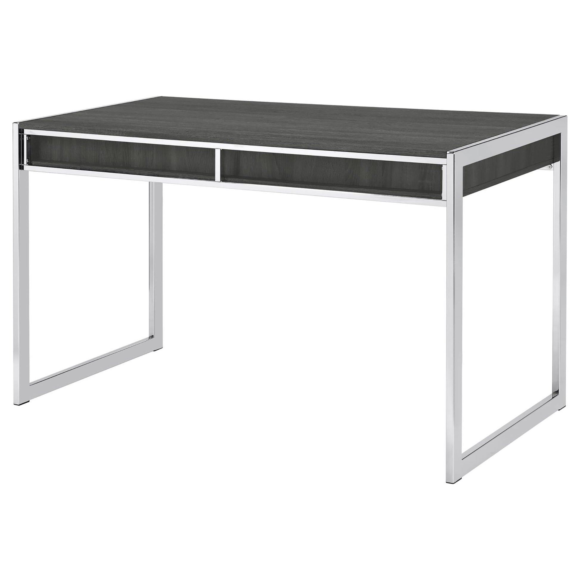 Weathered Grey 2 Drawer Writing Desk Grey Gray Writting Desk Office Contemporary,Modern Rectangular Drawers Desk Polished Wood Sled