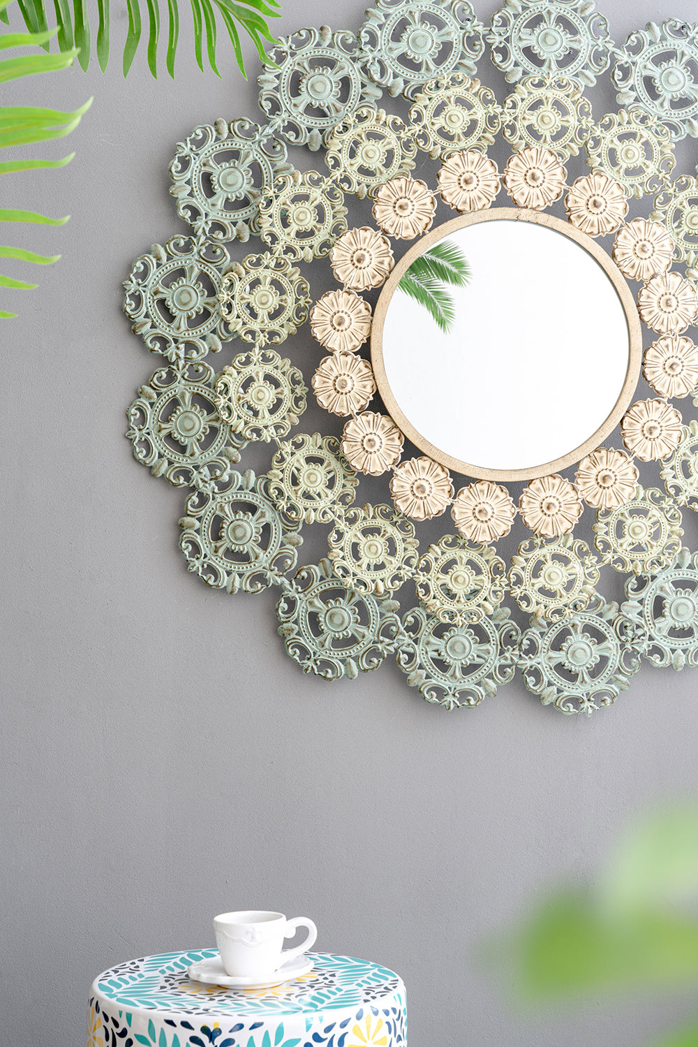 D38X3.5" Mcguire Medallion Mirror Multicolor Iron