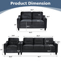 Couch Comfortable Sectional Couches Set 1 2 3 Black Velvet Wood Primary Living Space Soft Tufted Back Medium Duty Art Deco Oak Square Arms Memory Foam Velvet 6 Seat