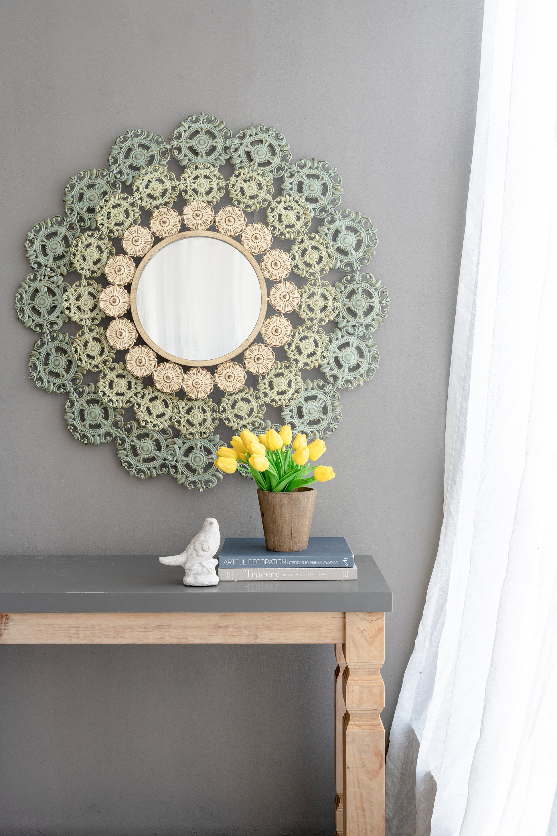 D38X3.5" Mcguire Medallion Mirror Multicolor Iron