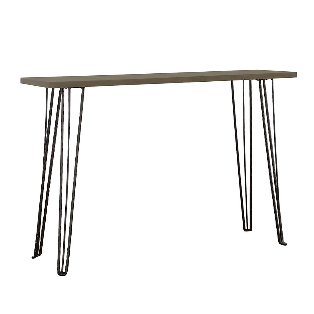 Concrete And Black Rectangular Console Table Grey Primary Living Space Industrial Tabeltop Rectangular Console Tables Wood Hairpin