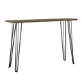 Concrete And Black Rectangular Console Table Grey Primary Living Space Industrial Tabeltop Rectangular Console Tables Wood Hairpin
