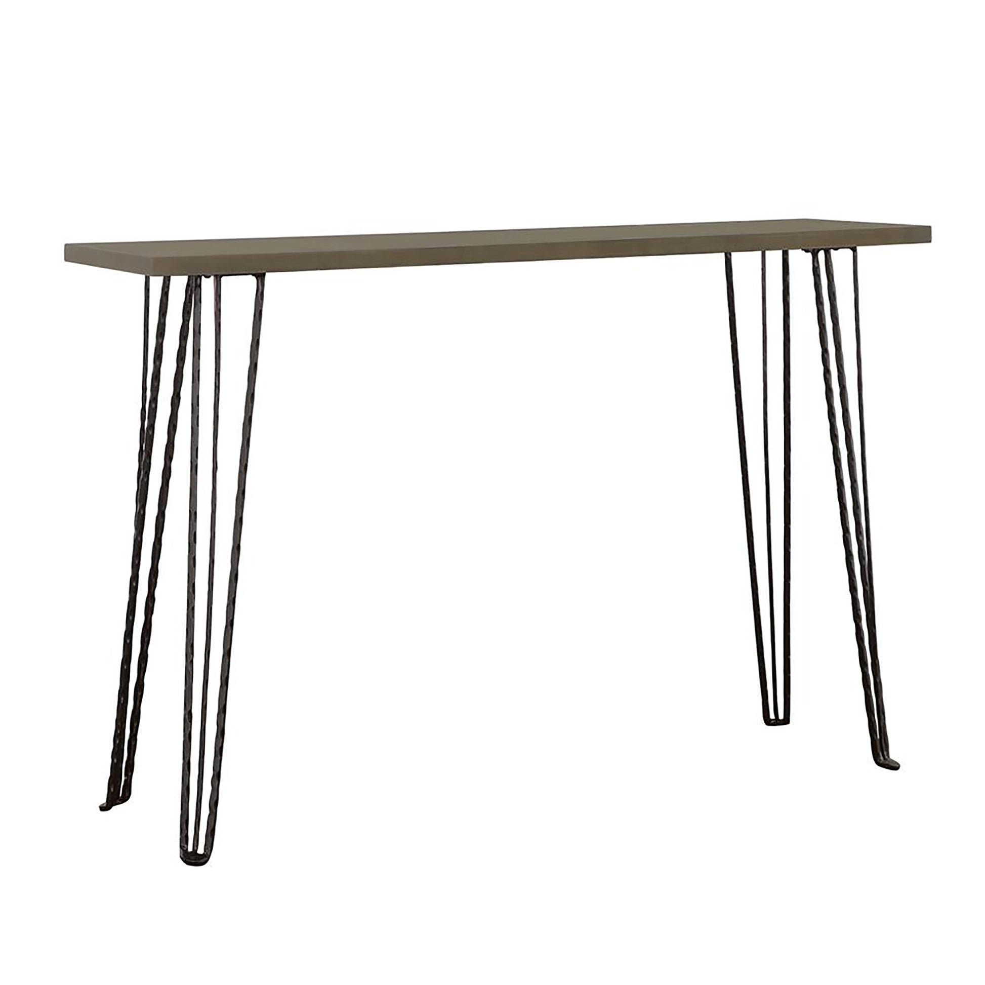 Concrete And Black Rectangular Console Table Grey Primary Living Space Industrial Tabeltop Rectangular Console Tables Wood Hairpin