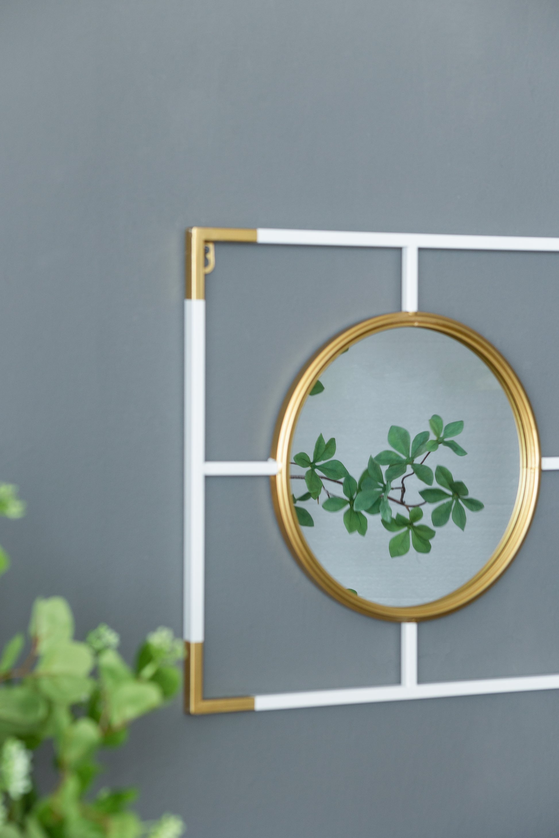 15.5X43.5" Gold And White Frame With Mirror Gold White Iron