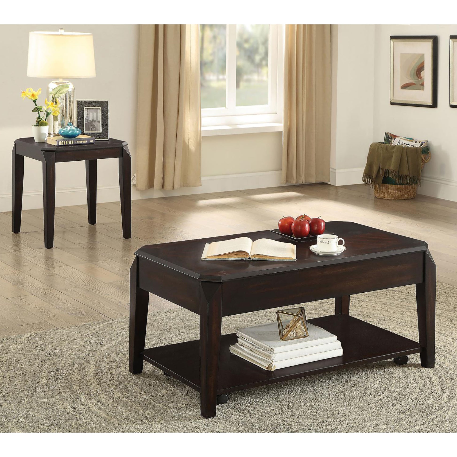 Walnut Square End Table Brown Brown Primary Living Space Transitional Poplar Square Coffee & End Tables Wood