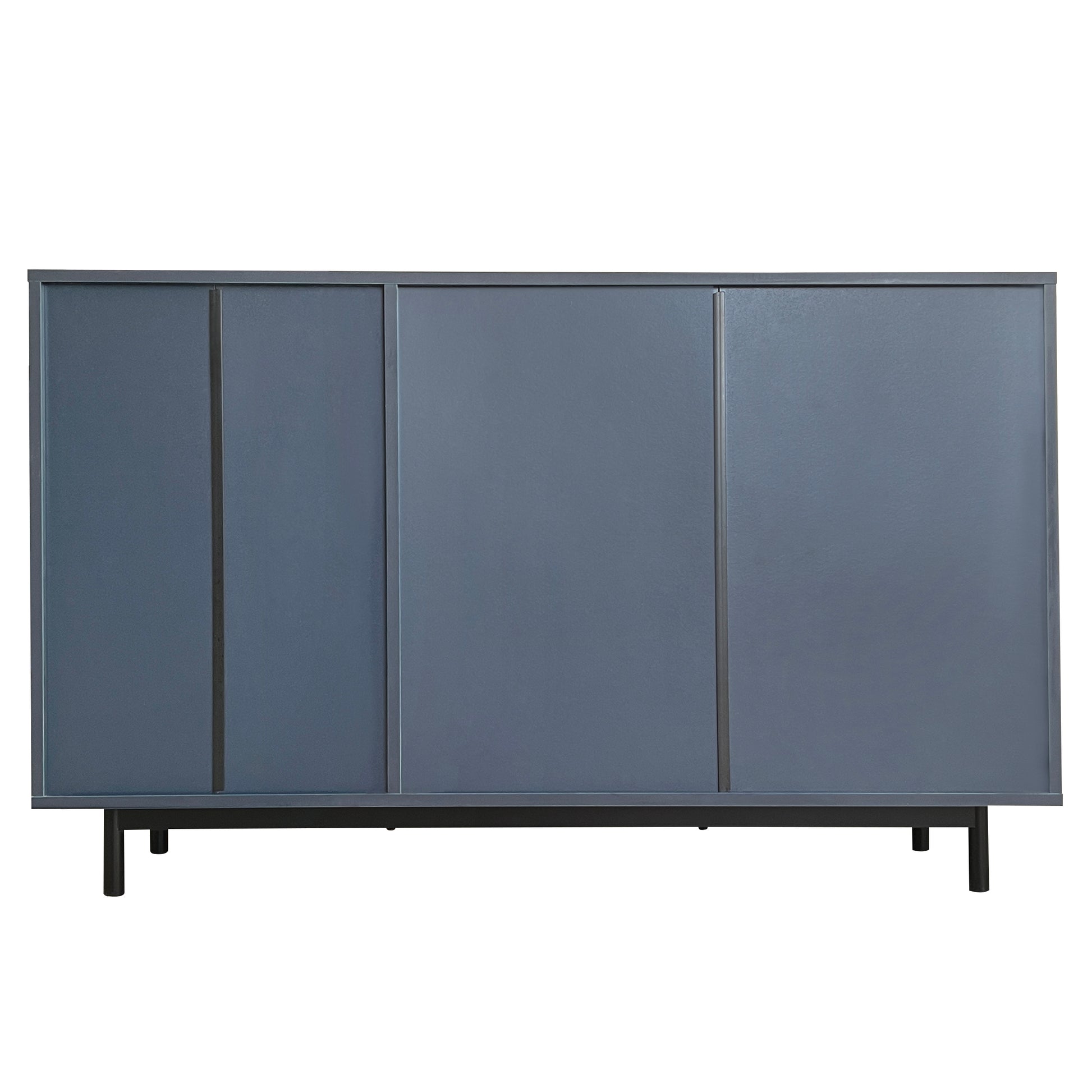 Wave Pattern Storage Cabinet With 2 Doors And 2 Drawers, Adjustable, Suitable For Study,Entrance And Living Room Navy Blue Mdf