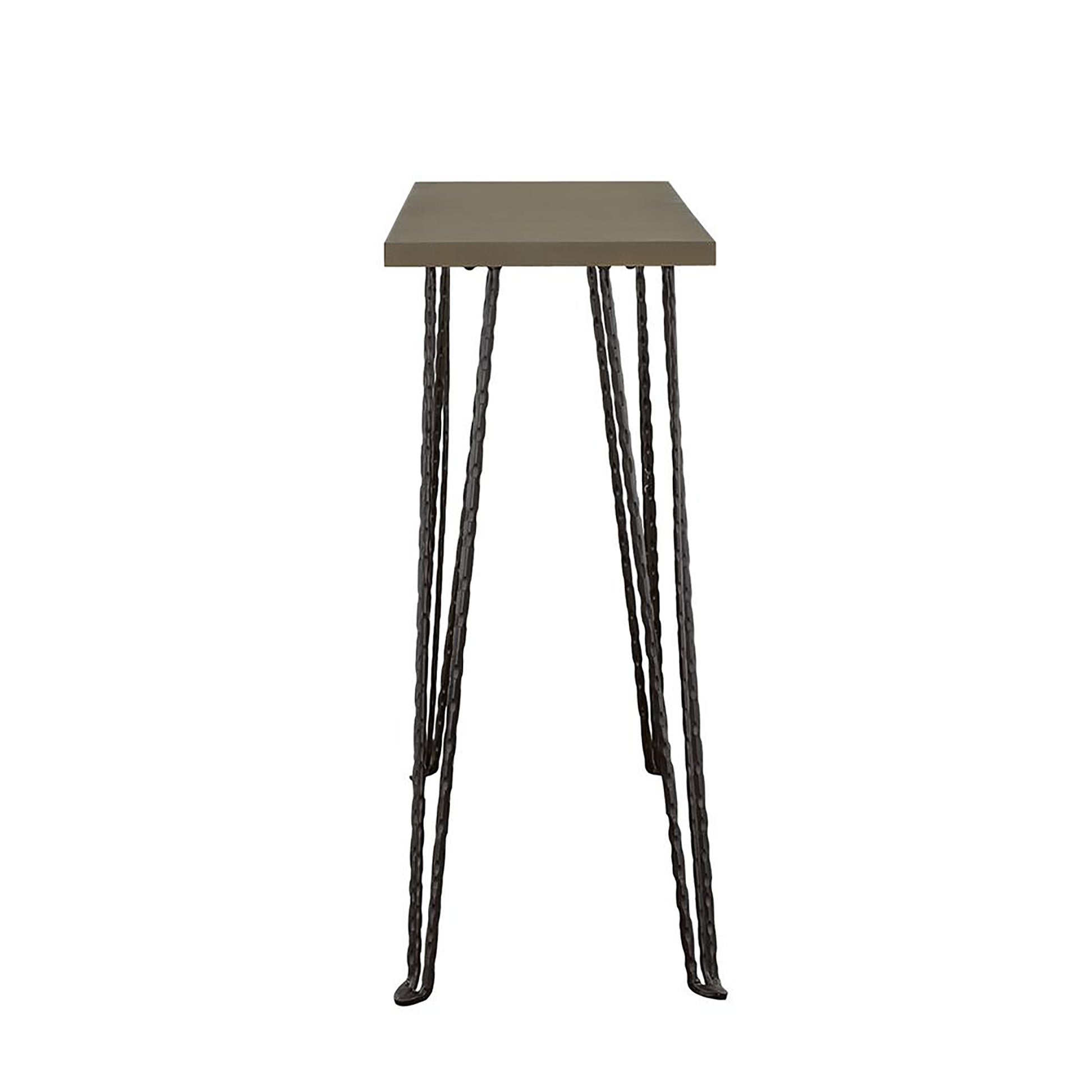 Concrete And Black Rectangular Console Table Grey Primary Living Space Industrial Tabeltop Rectangular Console Tables Wood Hairpin