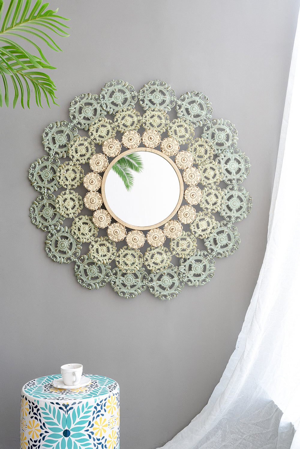 D38X3.5" Mcguire Medallion Mirror Multicolor Iron