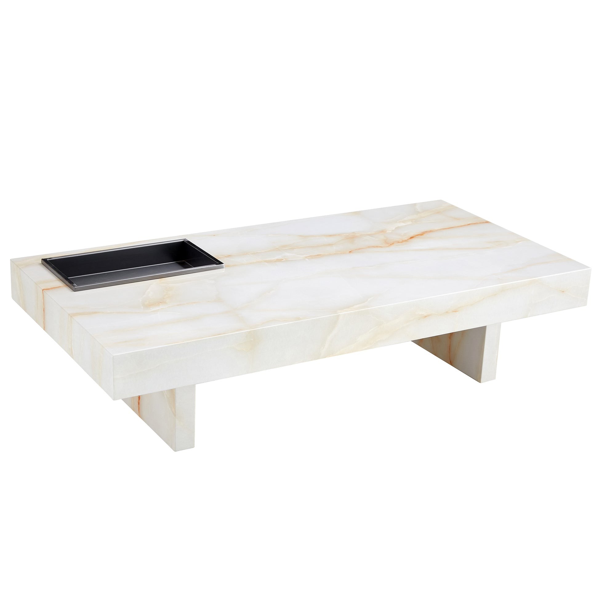 A Modern And Practical Coffee Table With Imitation Marble Patterns, Made Of Mdf Material. The Fusion Of Elegance And Natural Fashion 47.2"* 23.6"* 12 " White Mdf