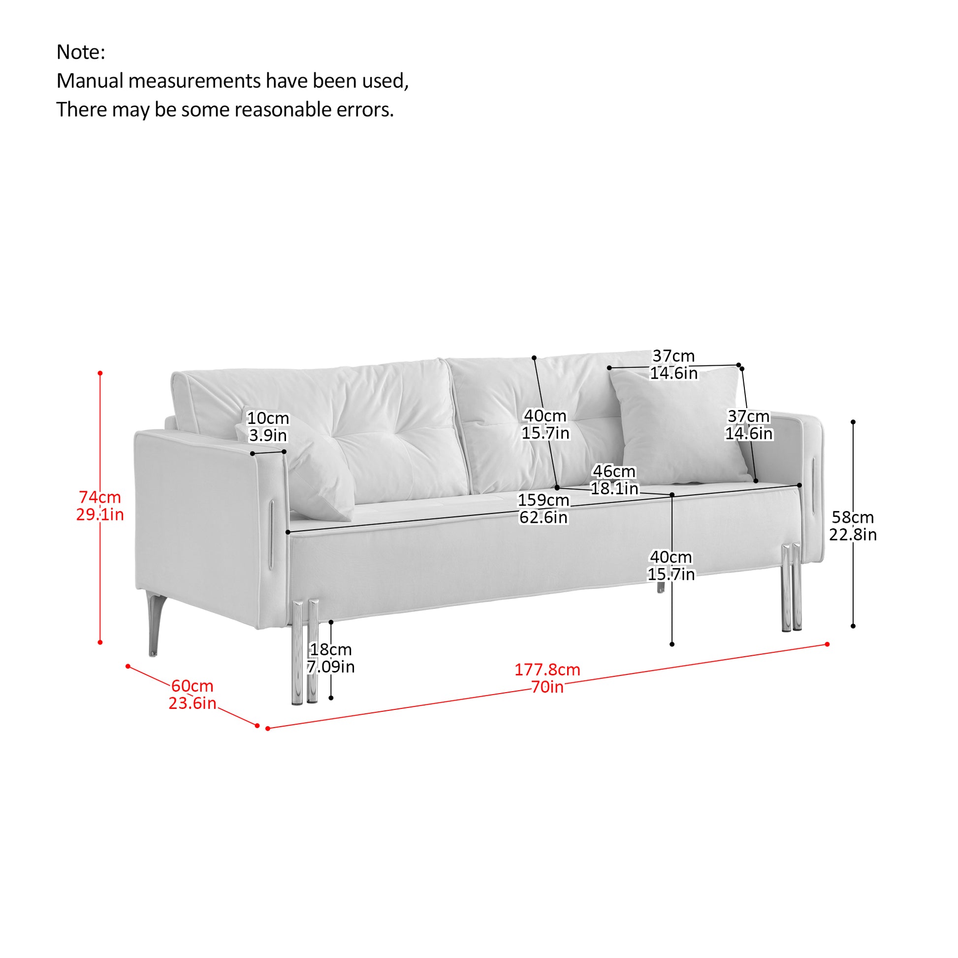 70" Velvet Sofa Couch Luxury Modern Upholstered 3 Seater Sofa With 2 Pillows For Living Room, Apartment And Small Space Beige Modern Foam Velvet 3 Seat