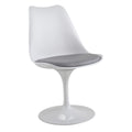 Swivel Tulip Side Chair For Kitchen And Dining Room Bar With Cushioned Seat And Curved Backrest, White And Gray White Gray Metal