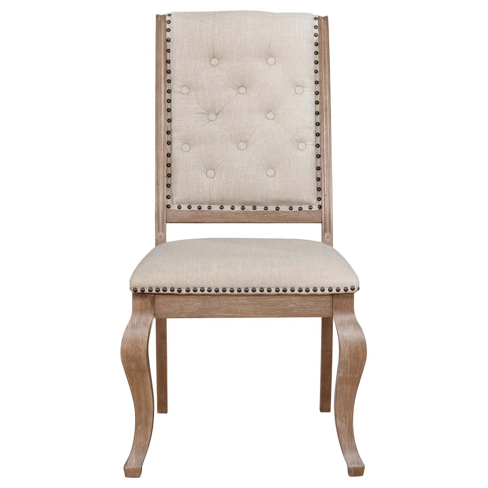 Cream And Barley Brown Tufted Back Dining Chair Set Of 2 Ivory Light Brown Dining Room Contemporary,Modern Dining Chairs Rubberwood Tufted Back Foam Upholstered