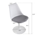 Swivel Tulip Side Chair For Kitchen And Dining Room Bar With Cushioned Seat And Curved Backrest, White And Gray White Gray Metal