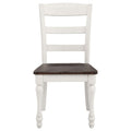 Dark Cocoa And White Ladder Back Side Chair Set Of 2 White Dining Room Farmhouse,Rustic Ladder Back Wood