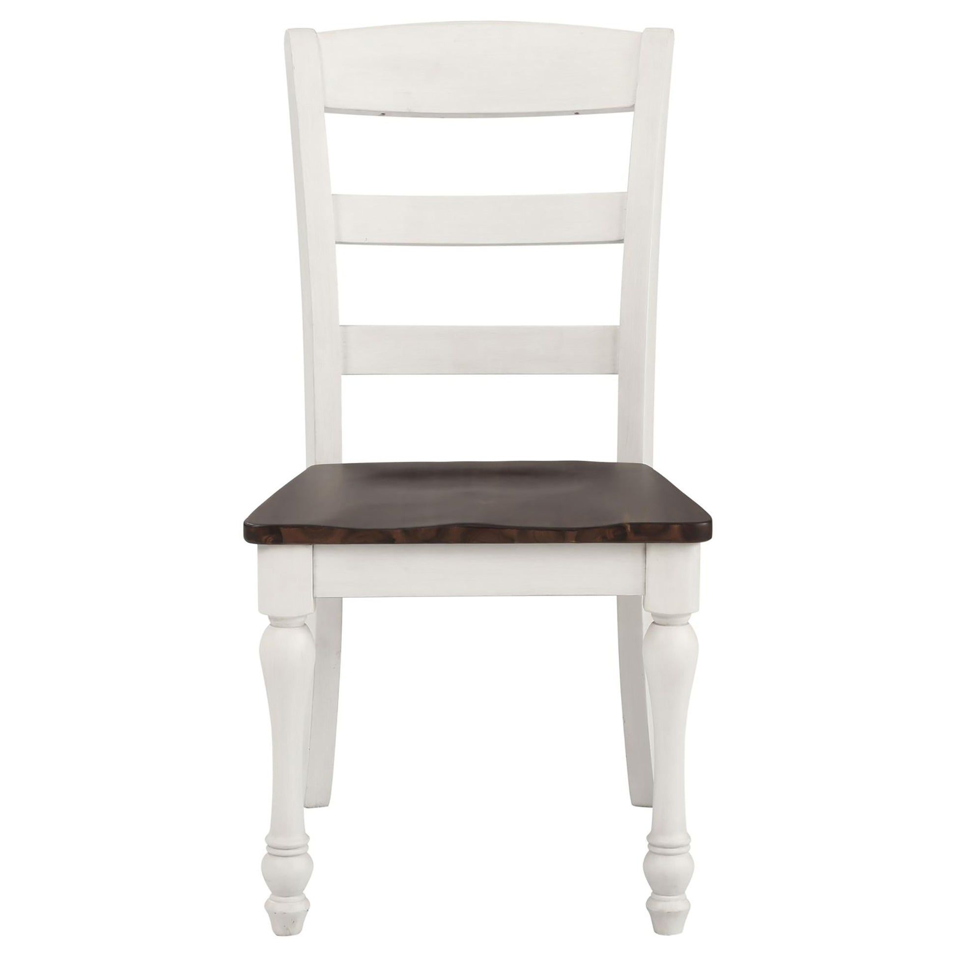 Dark Cocoa And White Ladder Back Side Chair Set Of 2 White Dining Room Farmhouse,Rustic Ladder Back Wood