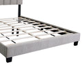 Gray Queen Size Adjustable Upholstered Bed Frame, Vintage Style And Clean Line Design, Popular Style Box Spring Not Required Queen Gray Wood Espresso Bedroom American Design,Minimalist,Modern,Ultra Modern Rubberwood Adjustable Bedbase Fiber Foam And