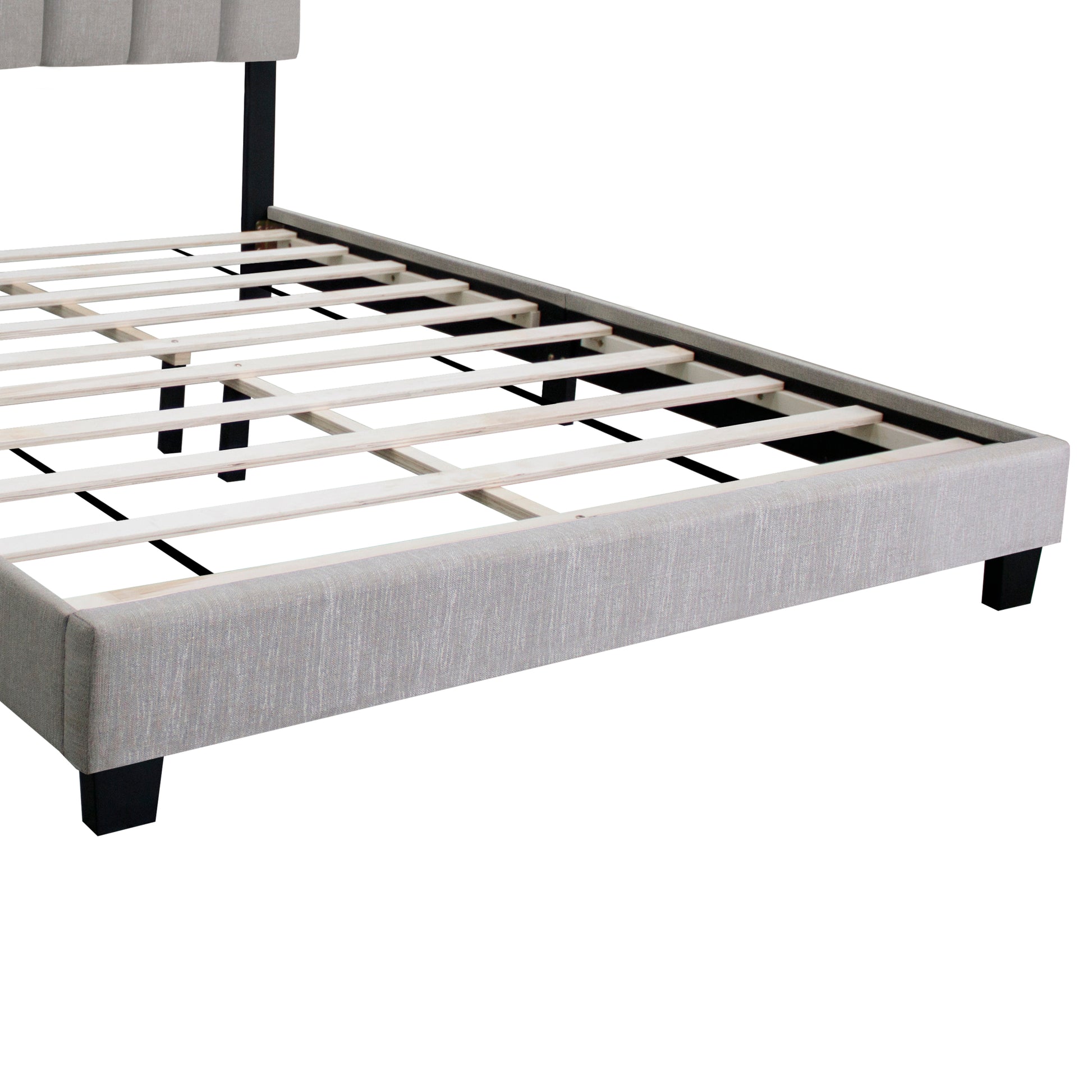 Gray Queen Size Adjustable Upholstered Bed Frame, Vintage Style And Clean Line Design, Popular Style Box Spring Not Required Queen Gray Wood Espresso Bedroom American Design,Minimalist,Modern,Ultra Modern Rubberwood Adjustable Bedbase Fiber Foam And