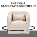 Swivel Barrel Chair With Ottoman, Swivel Accent Chairs Armchair For Living Room, Reading Chairs For Bedroom Comfy, Round Barrel Chairs With Black Metal Base Beige Beige Primary Living Space Modern Linen