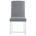 Grey Cube Base Dining Chair Set Of 2 Solid Grey Dining Room Contemporary,Modern Dining Chairs Solid Back Foam Upholstered