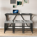 Bar Table Set With Power Outlet, Bar Table And Chairs Set, 4 Piece Dining Table Set, Industrial Breakfast Table Set, For Living Room, Dining Room, Game Room Grey Black Solid Wood Mdf