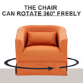 Swivel Barrel Chair With Ottoman, Swivel Accent Chairs Armchair For Living Room, Reading Chairs For Bedroom Comfy, Round Barrel Chairs With Black Metal Base Orange Orange Primary Living Space Modern Linen