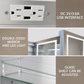 Lighted Medicine Cabinet 24 X 30 Inch, Recessed Or Surface Led Medicine Cabinet,Defog,Stepless Dimming,3000K 6400K, Outlets & Usbs,Hinge On The Left. Silver Aluminium