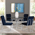 Blue And Chrome Tufted Back Dining Chair Set Of 2 Blue Dining Room Contemporary,Modern Side Chair Tufted Back Foam Upholstered