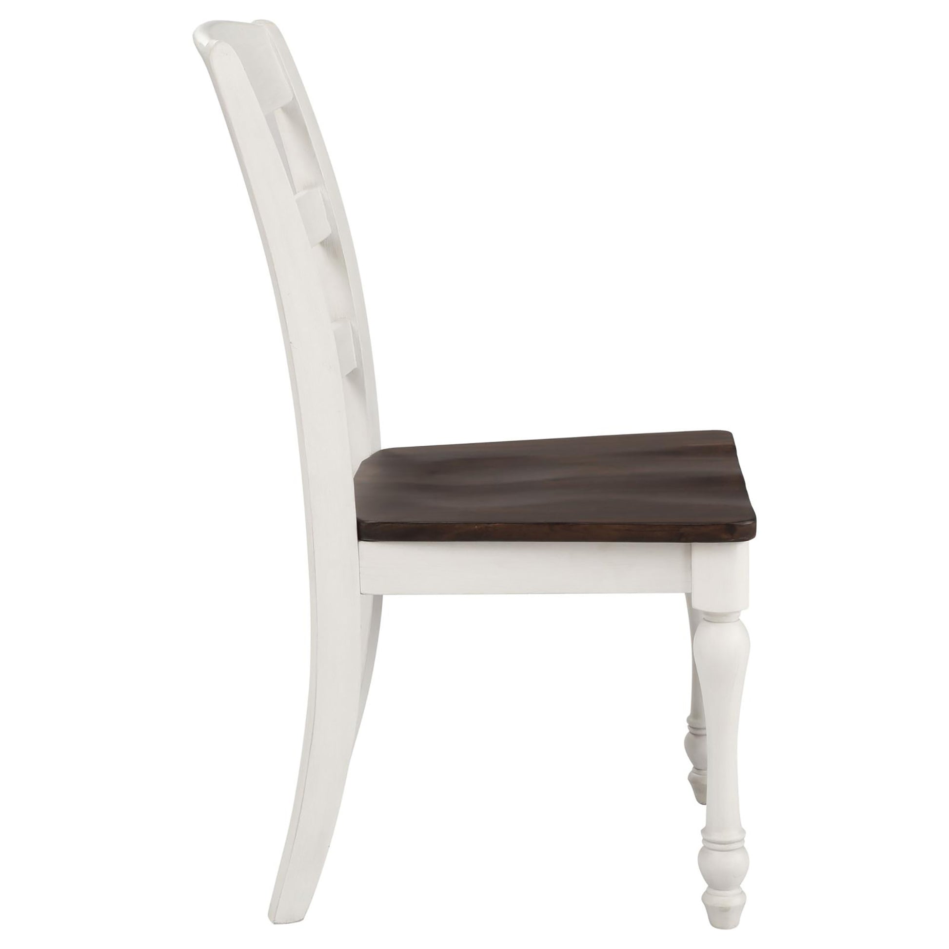 Dark Cocoa And White Ladder Back Side Chair Set Of 2 White Dining Room Farmhouse,Rustic Ladder Back Wood