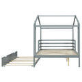 Full Size Wood House Bed With Fence And Writing Board, Gray Gray Solid Wood