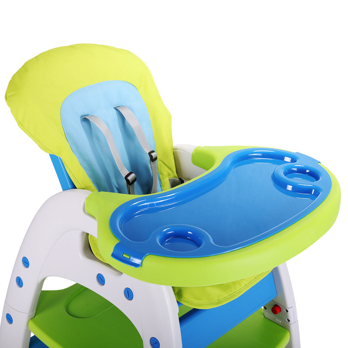 Multipurpose Adjustable Highchair For Baby Toddler Dinning Table With Feeding Tray And 5 Point Safety Buckle, Yellow Blue Polypropylene