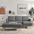 Grey Fabric Right Facing Sectional Sofa Bedl Shape Sofa Chaise Lounge With Ottoman Bench Grey Wood Tufted Back Square Arms Foam Fabric 3 Seat
