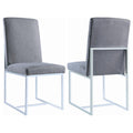 Grey Cube Base Dining Chair Set Of 2 Solid Grey Dining Room Contemporary,Modern Dining Chairs Solid Back Foam Upholstered