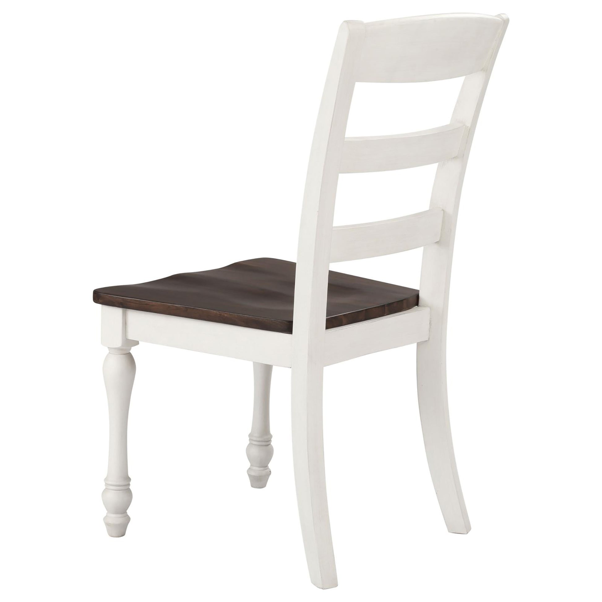 Dark Cocoa And White Ladder Back Side Chair Set Of 2 White Dining Room Farmhouse,Rustic Ladder Back Wood
