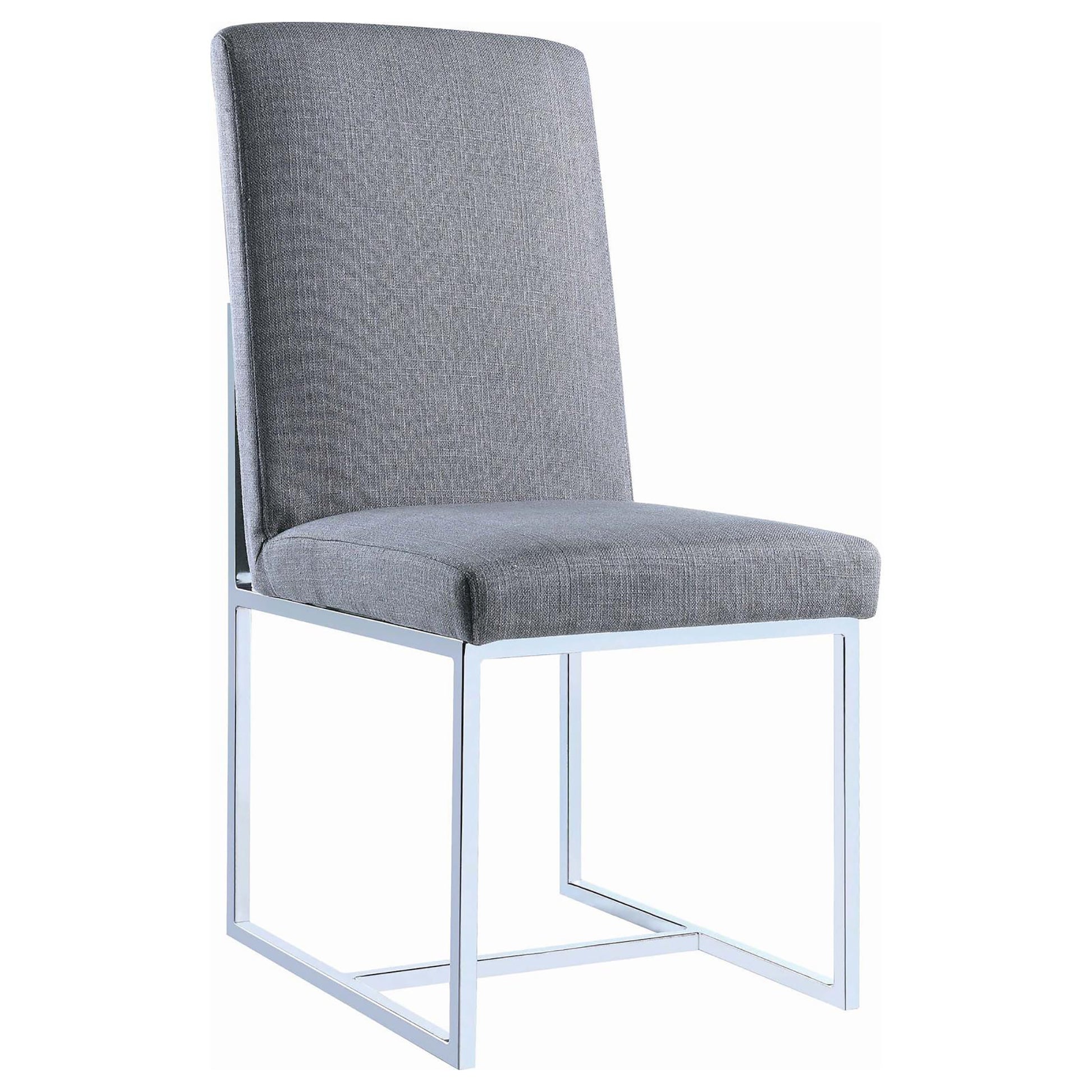 Grey Cube Base Dining Chair Set Of 2 Solid Grey Dining Room Contemporary,Modern Dining Chairs Solid Back Foam Upholstered