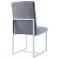 Grey Cube Base Dining Chair Set Of 2 Solid Grey Dining Room Contemporary,Modern Dining Chairs Solid Back Foam Upholstered
